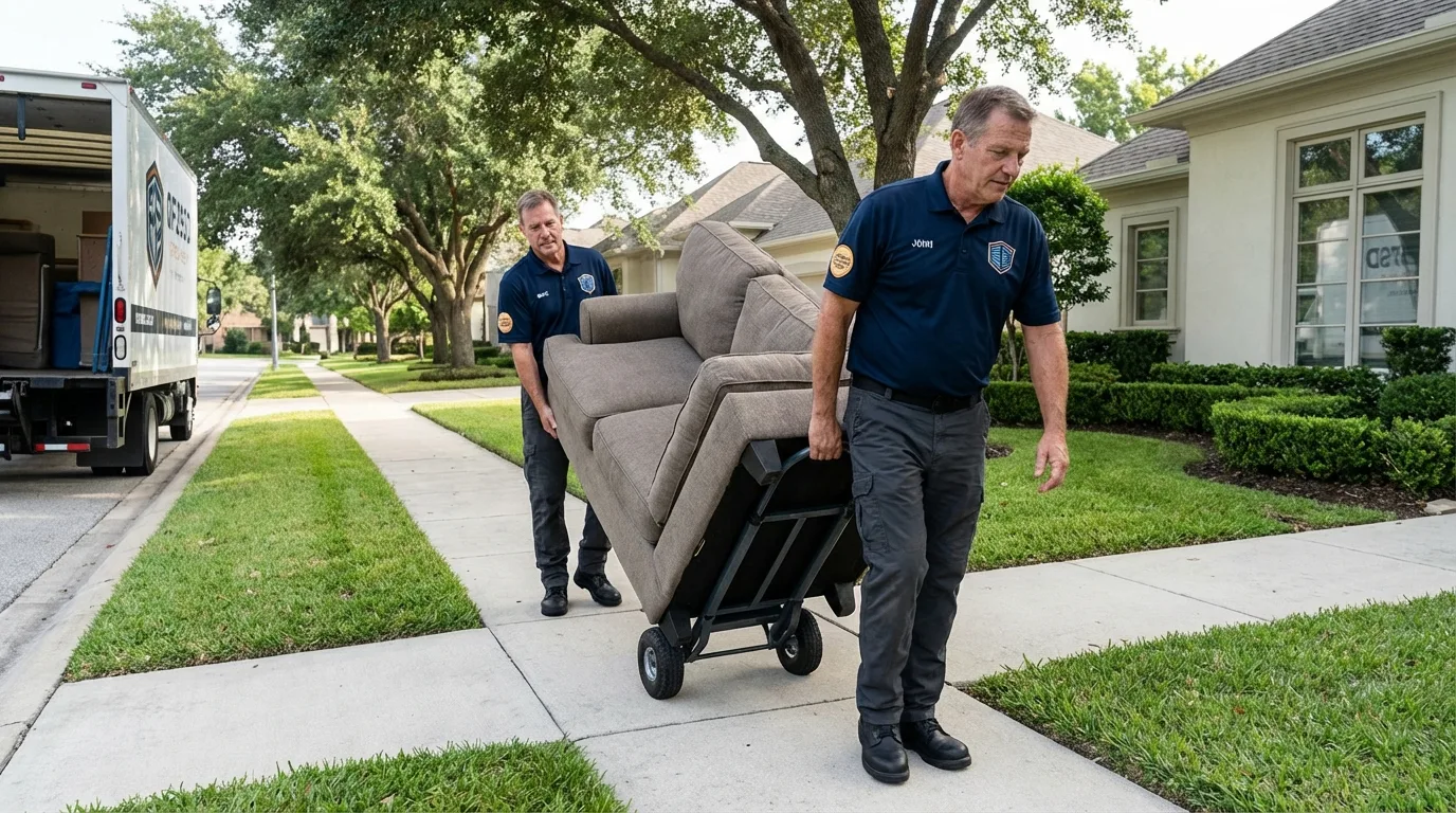 Local residential moving crew loading furniture in Plymouth, MA